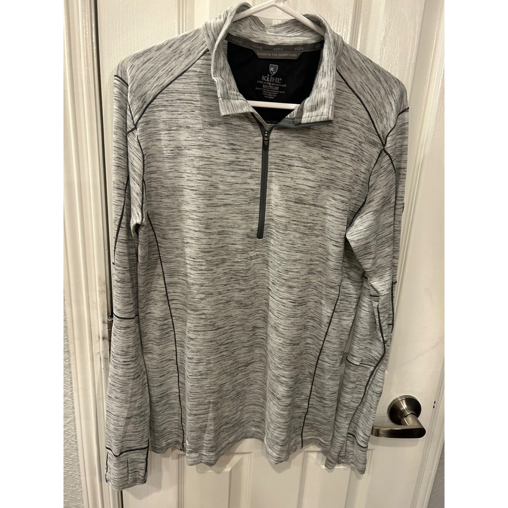 Kuhl Pullover Gray Space Dye Quarter Zip Thumbhole‎ Hiking Active Mens Medium